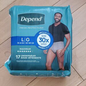 17 pairs DEPEND Men's Diapers Maximum Absorbent Underwear L